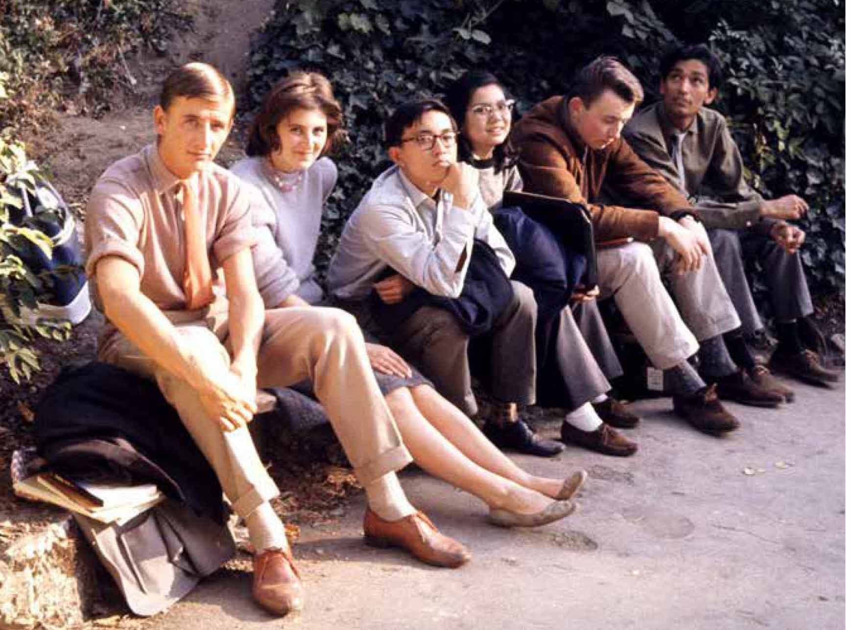 L-R: David Wilde, Judy Pratt, Ong Chin Bee, Janet Ma, Johnny Miles and Mumtaz in London, 1963