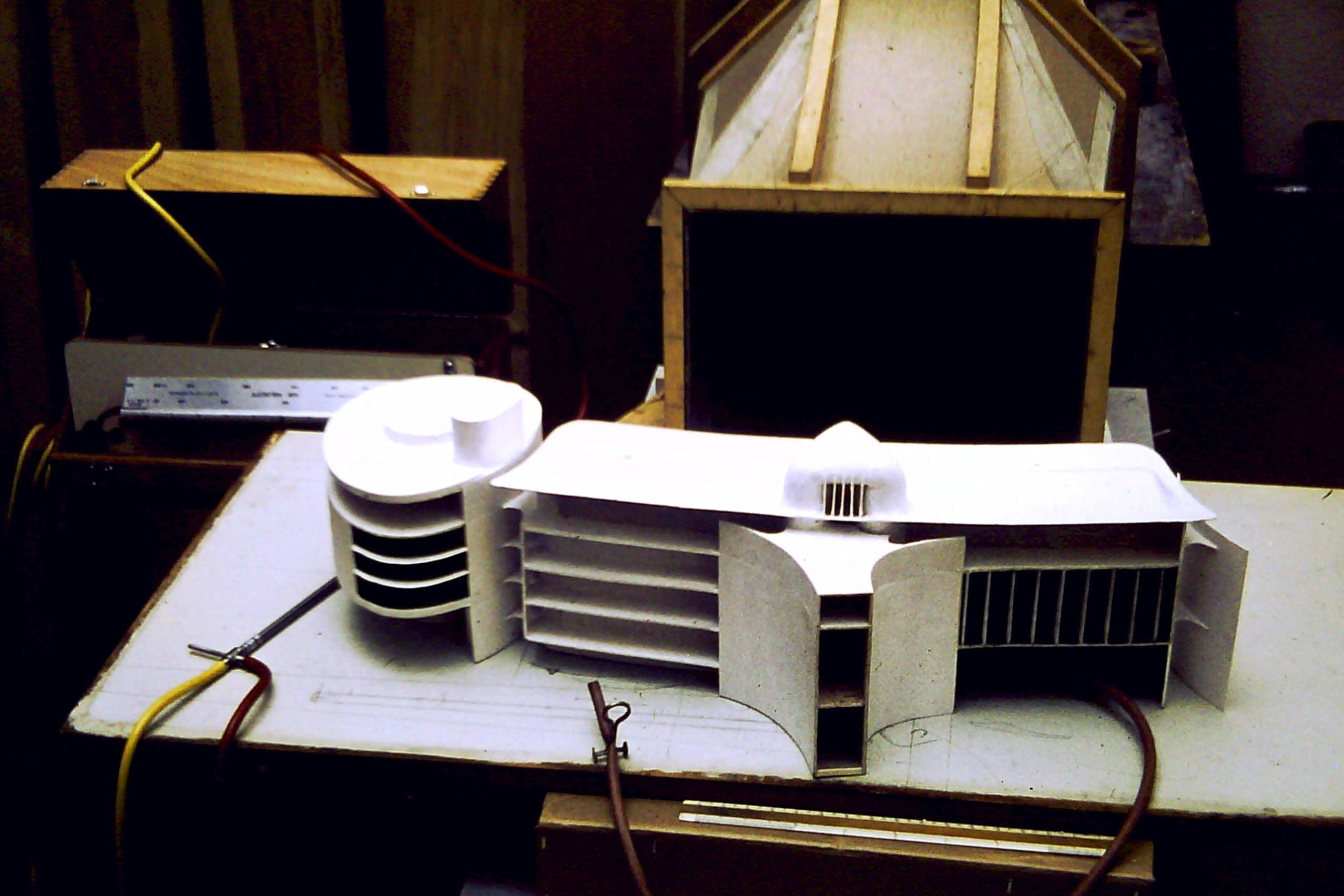Model for wind tunnel testing, Administrative Block, Onitsha Steel Works, Nigeria. AA Department of Tropical Architecture, 1962.