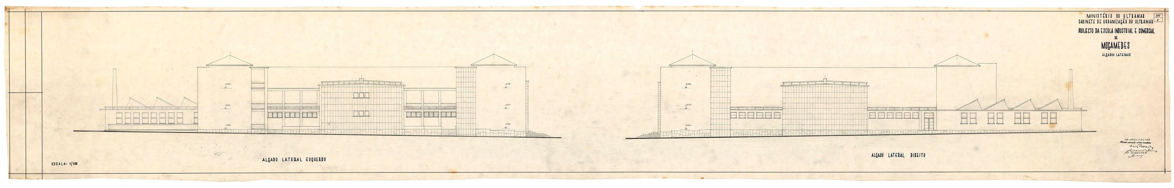 Architectural drawing showing elevations of two identical buildings with horizontal lines indicating floors.
