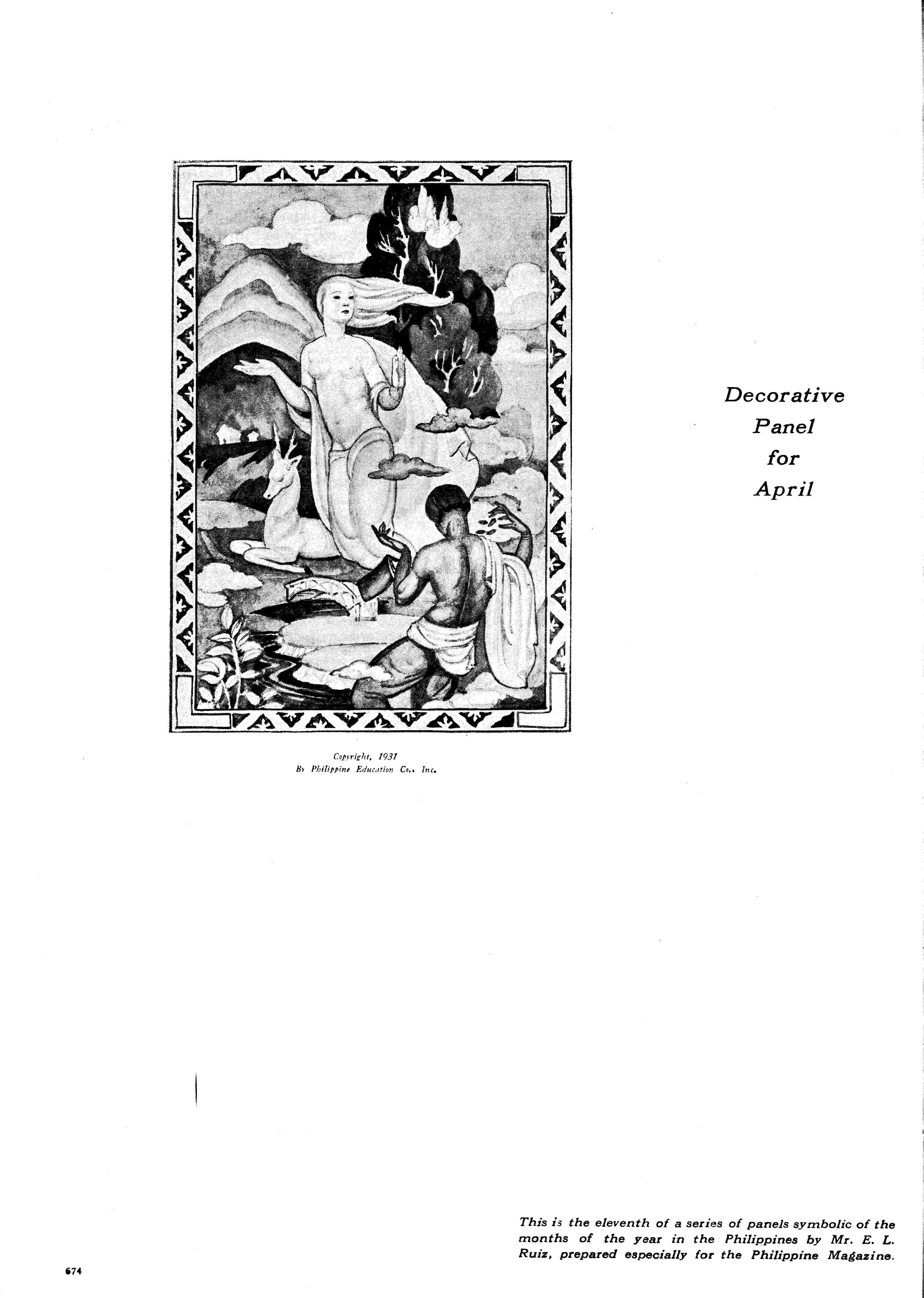 An ornate illustration depicts figures in elaborate costumes engaged in a ritualistic scene.