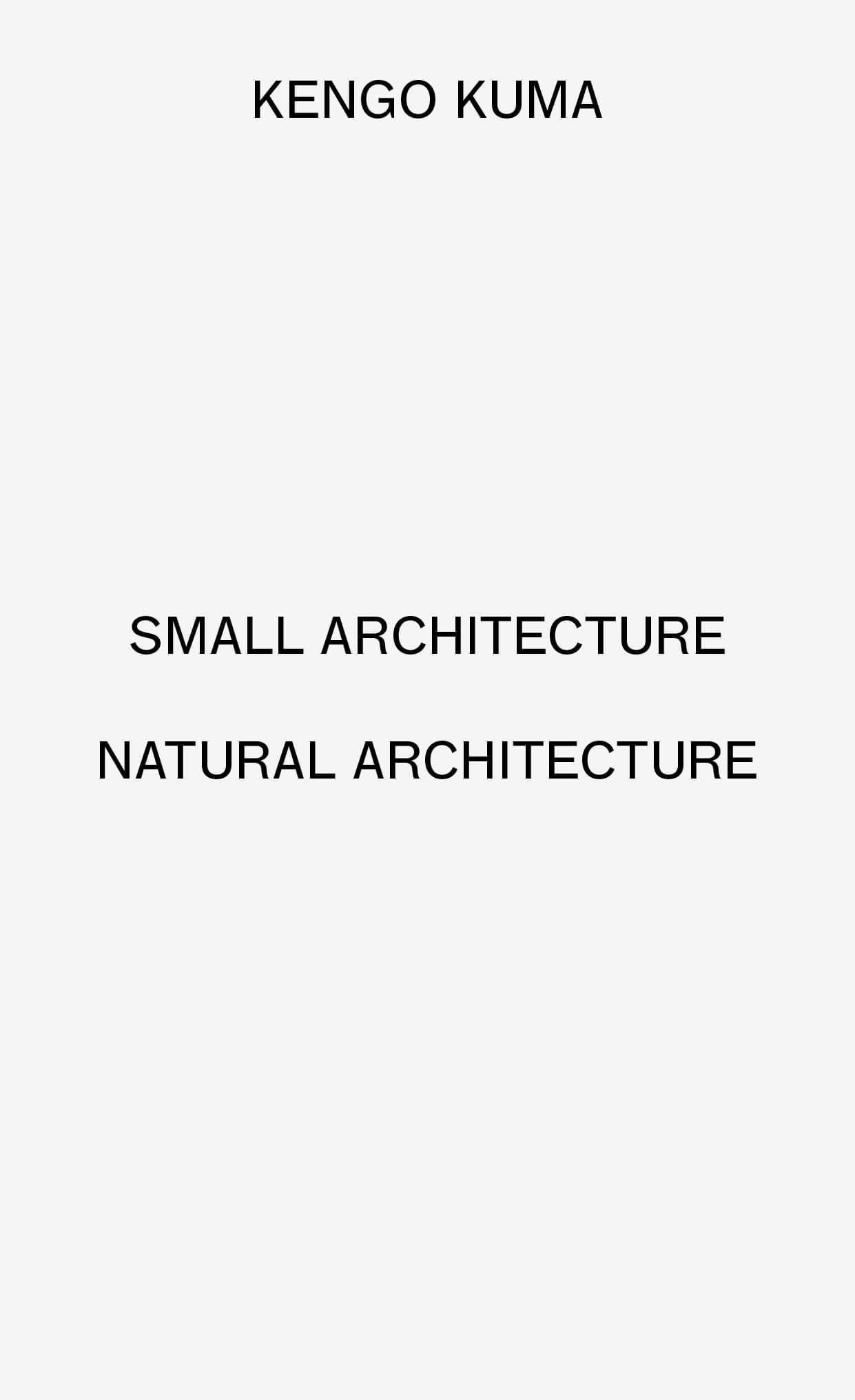 Cover artwork for Small Architecture/Natural Architecture